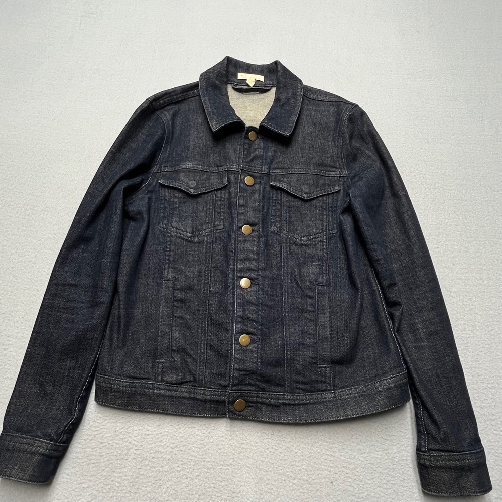 Eileen Fisher Womens Dark Indigo Denim Jacket XS Button Front Blue Made in USA